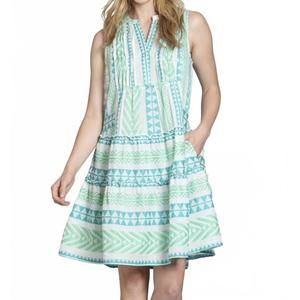 NEW APNY sleeveless dress with pintuck detailing in green multi
